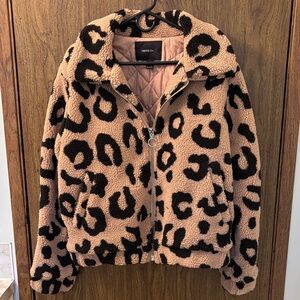 Forever 21 Animal Print Teddy Jacket